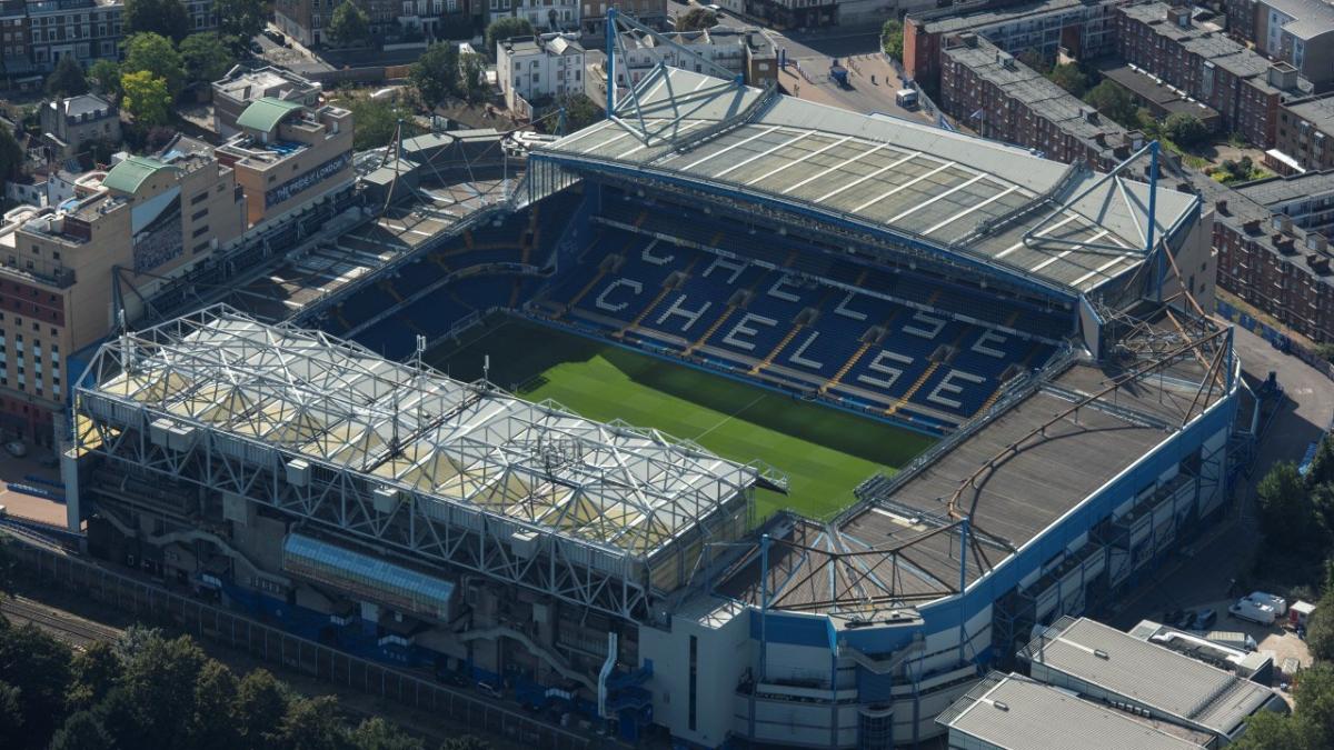 An aerial view of Chelsea's Stamford Bridge stadium